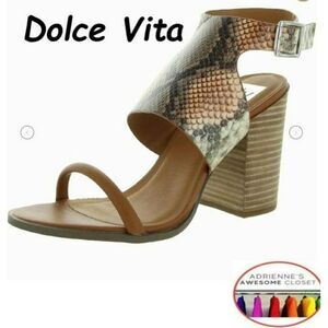 DOLCE VITA BENTLEA SNAKE PRINT OPEN TOE BLOCK HEEL, Sz 9, NIB